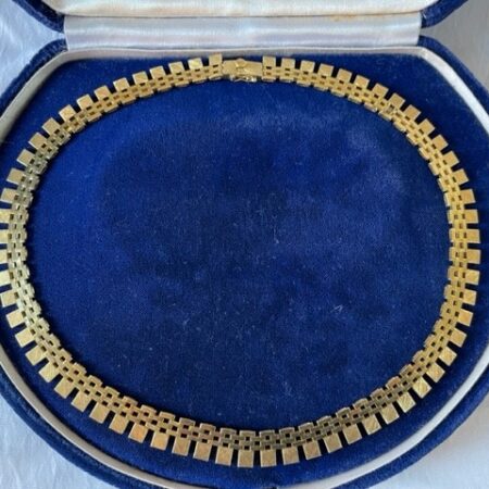 14 kt. geelgouden Danish brick link choker kubistisch jaren 1960
