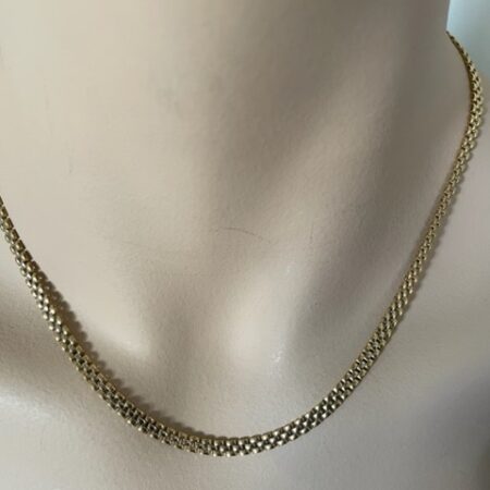 Elegant 14 kt. geelgouden tank schakel collier aan bakslot