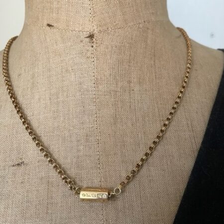 Antieke 14 kt. gouden geribde jasseron of Wilhelmina schakel collier met pijpsluiting