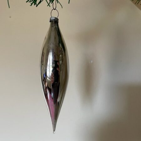 Oude antieke gladde pegel van dun geblazen glas in zilver 1e helft 1900