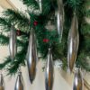 Antieke oude, gladde Kerst pegel van dun geblazen glas in zilver 1e helft 1900 - Afbeelding 3