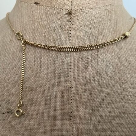 14 kt. gouden gourmette collier met schuifje en vh. kettinkje