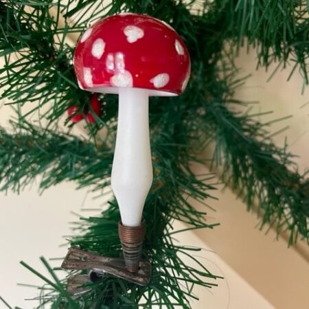 Antieke oude Kerst paddenstoel in rood en wit 1e helft 1900