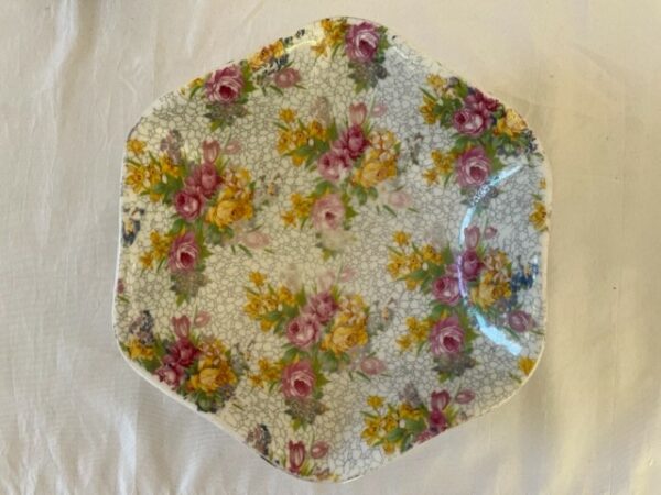 7 delige veelkleurige porseleinen petit four set met een bouquet van mille fleurs - Afbeelding 6