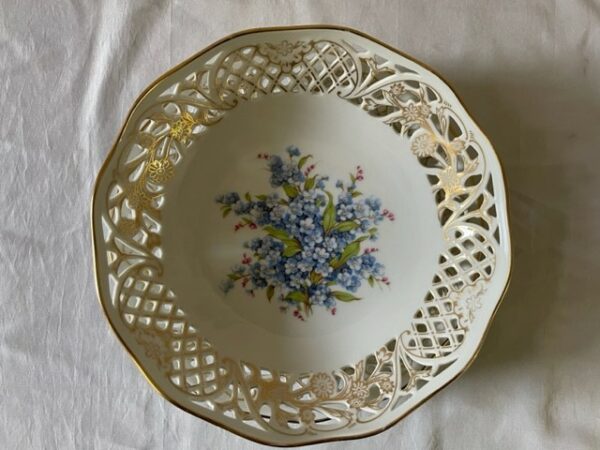 2 opengewerkte of pierced schalen van Schumannn Arzberg Tradition decor Forget me not of vergeet-me-niet - Afbeelding 2