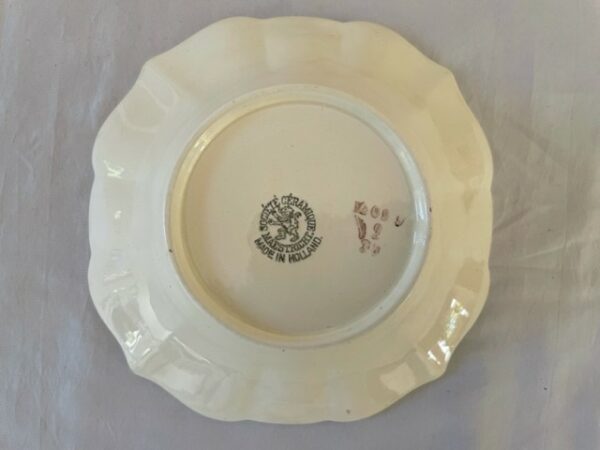 7 delige antieke petit four set van Societe Ceramique decor 4099 in roze, blauw en groen - Afbeelding 4