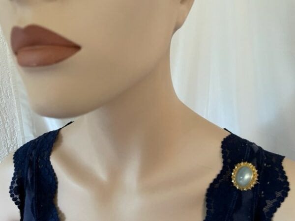 Antieke 14 kt. geelgouden broche met hoge heldere cabochon maansteen van 28 ct. - Afbeelding 5