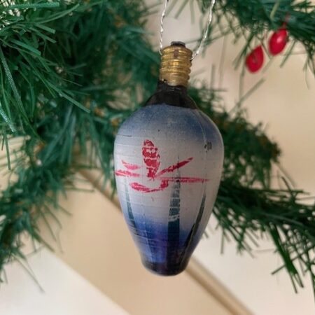 Art-deco figuurlamp een Japanse lampion in zwart, blauw en rood 1920