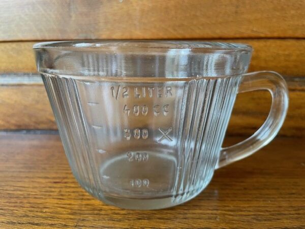 Vintage, retro 1/2 liter maatbeker helder persglas 1950 - Afbeelding 7