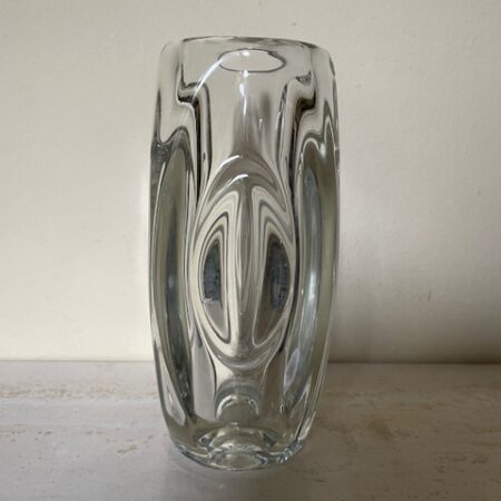 Retro vaas ontwerp van Rudolph Schrotte voor Sklo Union Rosice Glassworks 1950