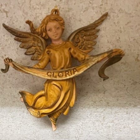 Oude antieke gouden Kerst engel van early plastic 1950-1960