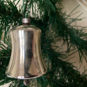 Antieke kleine Kerst klok van dun geblazen glas in zilver 1e kwart 1900 - Afbeelding 2