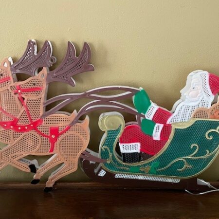 Grote retro Kerst plaquette in geperforeerd plastic