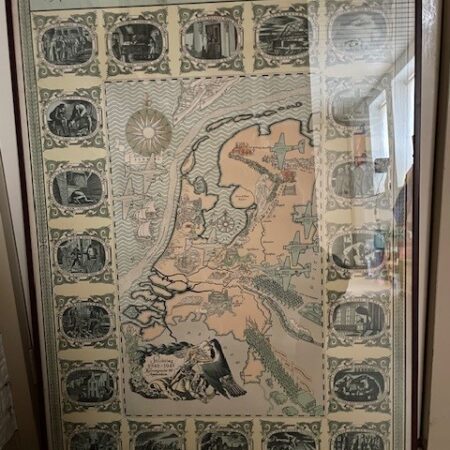 Originele ingelijste lithografie van 1940 Nederland in oorlogstijd 1945