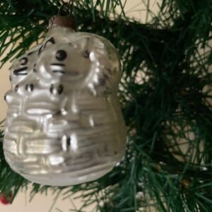 Antieke oude kerstbal van dun geblazen glas een mand met 2 poezen 1e helft 1900 - Afbeelding 5