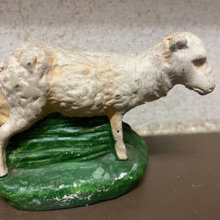 Antiek oud Kerst schaap van masse, papier mache of composiet 1e helft 1900