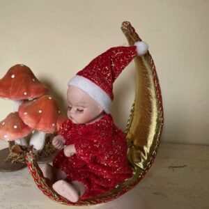 Kerst muziekdoos of speeldoos een bewegende droombaby in de maan - Afbeelding 2