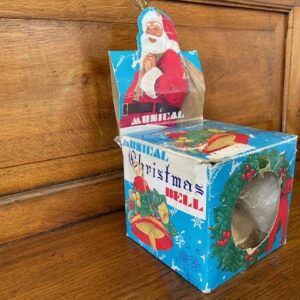 Retro oude gouden kerstklok een speeldoos in de originele doos Japan 1950-1960 - Afbeelding 4
