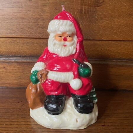 Flinke een pijpje rokende Kerstman kaars met een zak cadeautjes van Gurley jaren '60