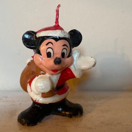 Retro Kerst kaars van "Disney" Micky Mouse met een zak cadeau's