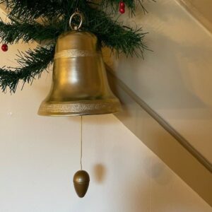 Retro oude muziekdoos een Kerst klok in gouden kleur datering Japan 1950
