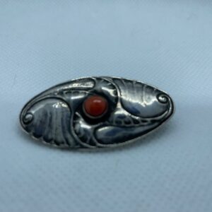 Art-deco zilveren broche met bloedkoraal van Fons Reggers 1925-1934 - Afbeelding 5