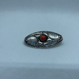 Art-deco zilveren broche met bloedkoraal van Fons Reggers 1925-1934 - Afbeelding 2