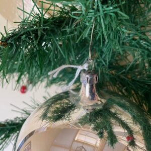 Oude antieke giga grote kerstbal van dun geblazen glas in zilver 1e helft 1900 13A - Afbeelding 3
