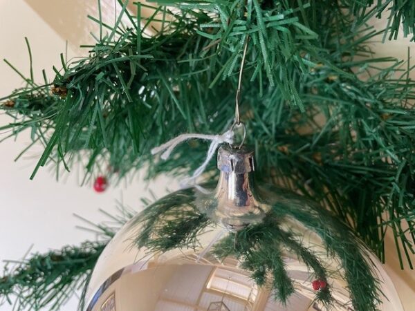 Oude antieke giga grote kerstbal van dun geblazen glas in zilver 1e helft 1900 13A - Afbeelding 3