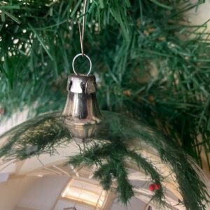 Oude antieke giga grote kerstbal van dun geblazen glas in zilver in de originele doos 1e helft 1900 - Afbeelding 4