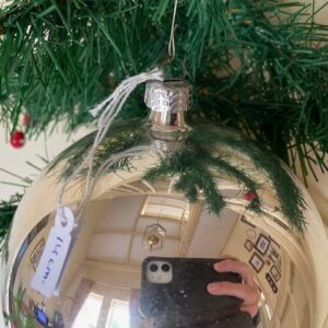 Antieke oude giga grote kerstbal van dun geblazen glas in zilver 1e helft 1900 - Afbeelding 3