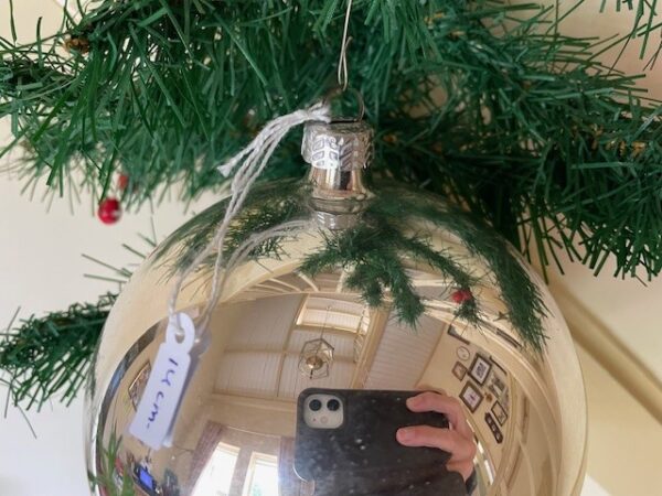 Antieke oude giga grote kerstbal van dun geblazen glas in zilver 1e helft 1900 - Afbeelding 3