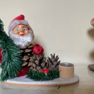 Antieke kaarsenhouder met Kerst kabouter, pixy of gnoom jaren 1950 - Afbeelding 5