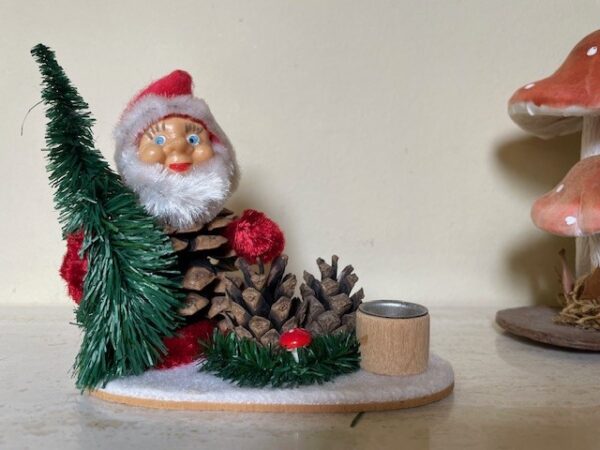 Antieke kaarsenhouder met Kerst kabouter, pixy of gnoom jaren 1950 - Afbeelding 5