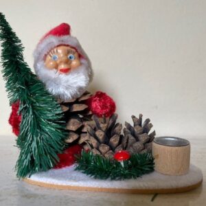Antieke kaarsenhouder met Kerst kabouter, pixy of gnoom jaren 1950 - Afbeelding 3