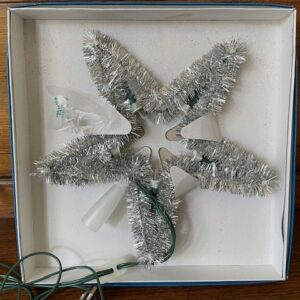 Oude Kerst ster piek met verlichting aan extra lang snoer en tinsel jaren 1970 - Afbeelding 2