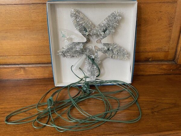 Oude Kerst ster piek met verlichting aan extra lang snoer en tinsel jaren 1970 - Afbeelding 6