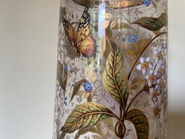 Museale Jugendstil vaas met emaille handbeschildering Gräflicher Harrach'sche Glasfabrik Neuwelt - Afbeelding 25