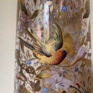 Museale Jugendstil vaas met emaille handbeschildering Gräflicher Harrach'sche Glasfabrik Neuwelt - Afbeelding 5