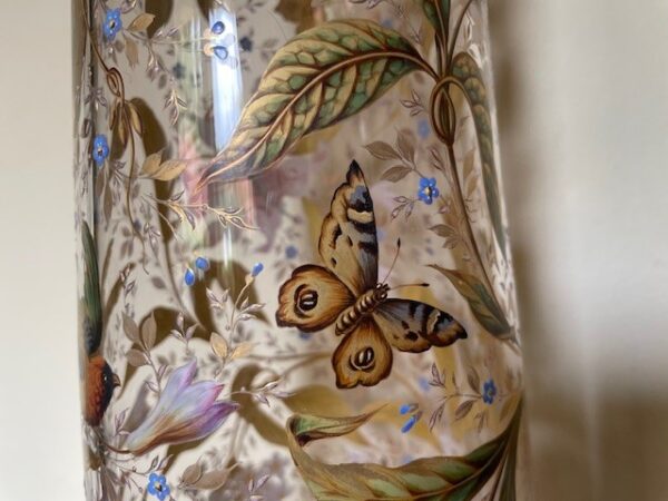 Museale Jugendstil vaas met emaille handbeschildering Gräflicher Harrach'sche Glasfabrik Neuwelt - Afbeelding 12