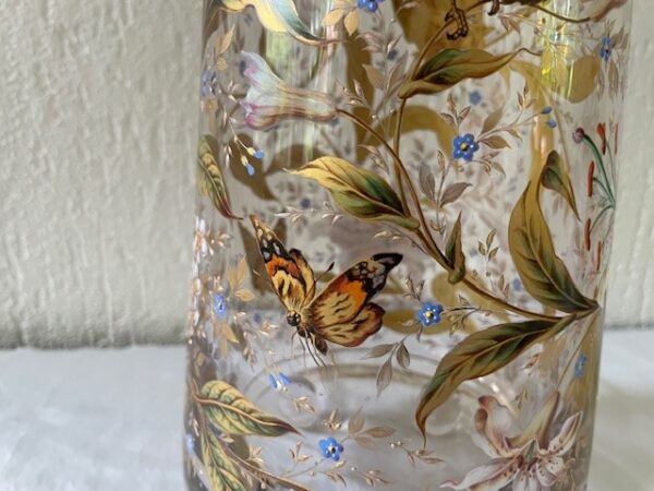 Museale Jugendstil vaas met emaille handbeschildering Gräflicher Harrach'sche Glasfabrik Neuwelt - Afbeelding 16