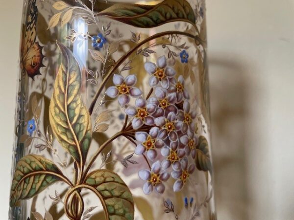Museale Jugendstil vaas met emaille handbeschildering Gräflicher Harrach'sche Glasfabrik Neuwelt - Afbeelding 24