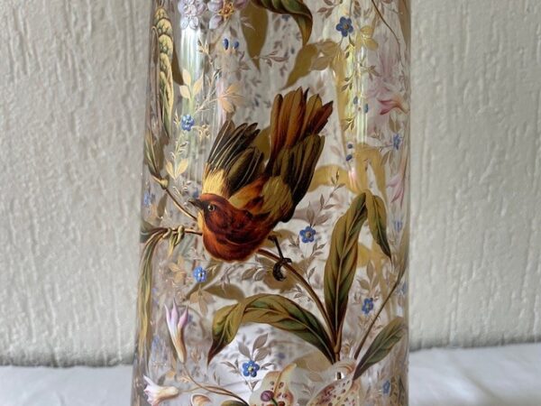Museale Jugendstil vaas met emaille handbeschildering Gräflicher Harrach'sche Glasfabrik Neuwelt - Afbeelding 18