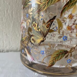 Museale Jugendstil vaas met emaille handbeschildering Gräflicher Harrach'sche Glasfabrik Neuwelt - Afbeelding 9