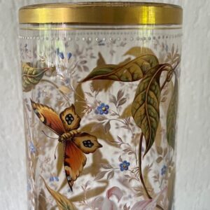Museale Jugendstil vaas met emaille handbeschildering Gräflicher Harrach'sche Glasfabrik Neuwelt - Afbeelding 2