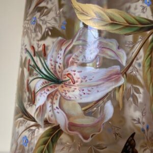 Museale Jugendstil vaas met emaille handbeschildering Gräflicher Harrach'sche Glasfabrik Neuwelt - Afbeelding 23