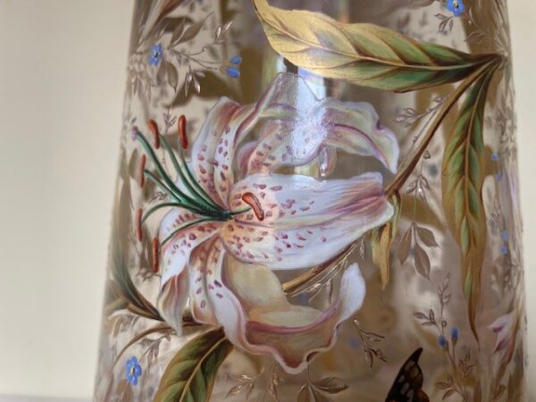 Museale Jugendstil vaas met emaille handbeschildering Gräflicher Harrach'sche Glasfabrik Neuwelt - Afbeelding 23