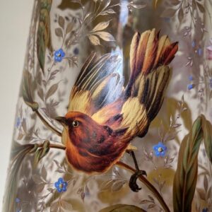 Museale Jugendstil vaas met emaille handbeschildering Gräflicher Harrach'sche Glasfabrik Neuwelt - Afbeelding 17