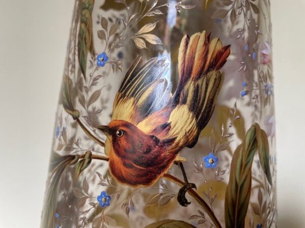 Museale Jugendstil vaas met emaille handbeschildering Gräflicher Harrach'sche Glasfabrik Neuwelt - Afbeelding 17
