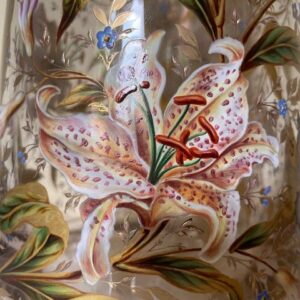 Museale Jugendstil vaas met emaille handbeschildering Gräflicher Harrach'sche Glasfabrik Neuwelt - Afbeelding 7